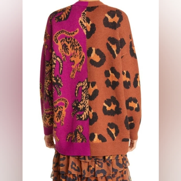 Farm Rio Mixed Wild Leopards Cardigan In Multi - Picture 5 of 5